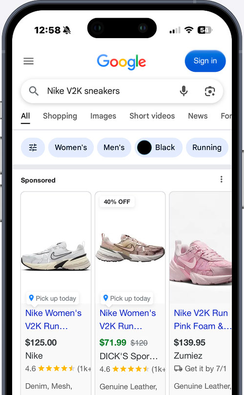 google search result